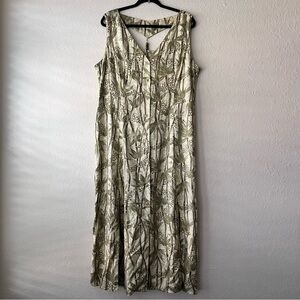 Bahama Beach Tropical Maxi‎ Button Down Sleeveless V Neck Dress Size XL